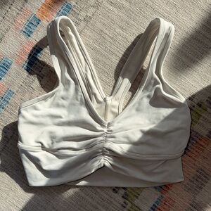 Alo White Ruched Sports Bra